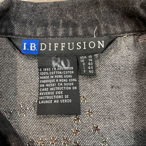 I.B. Diffusion Black Jean Denim Studded jacket - Picture 5 of 8